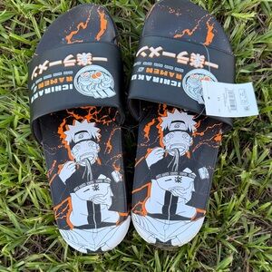 Bioworld Ichiraku Ramen Slide Sandals - Black and Orange